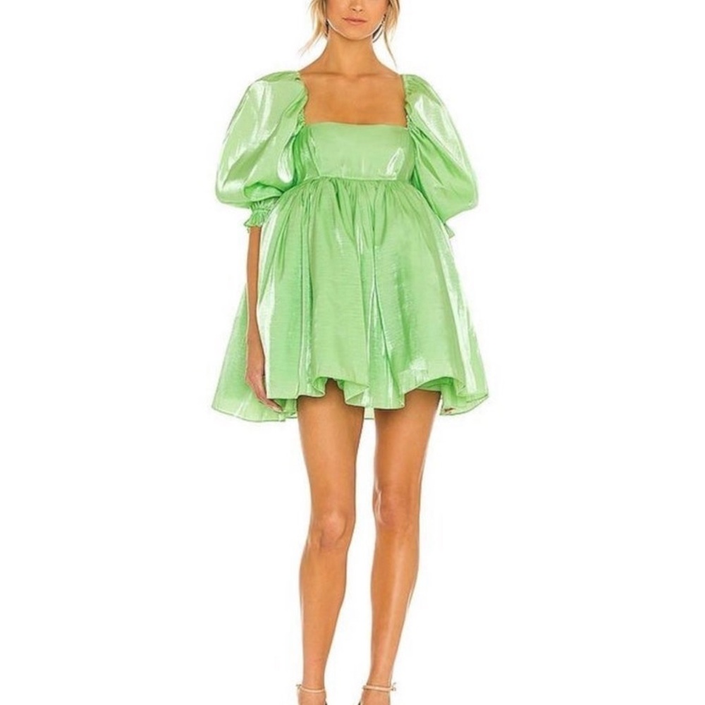 Selkie Avocado Green Puff Sleeve Dress 🥑